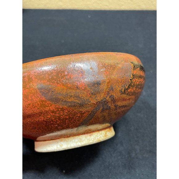 Vintage Pottery Signed Bowl Brown Drip Glaze - Picture 7 of 9